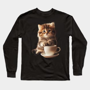 Purr-fect Brews: Where Cats and Coffee Converge Long Sleeve T-Shirt